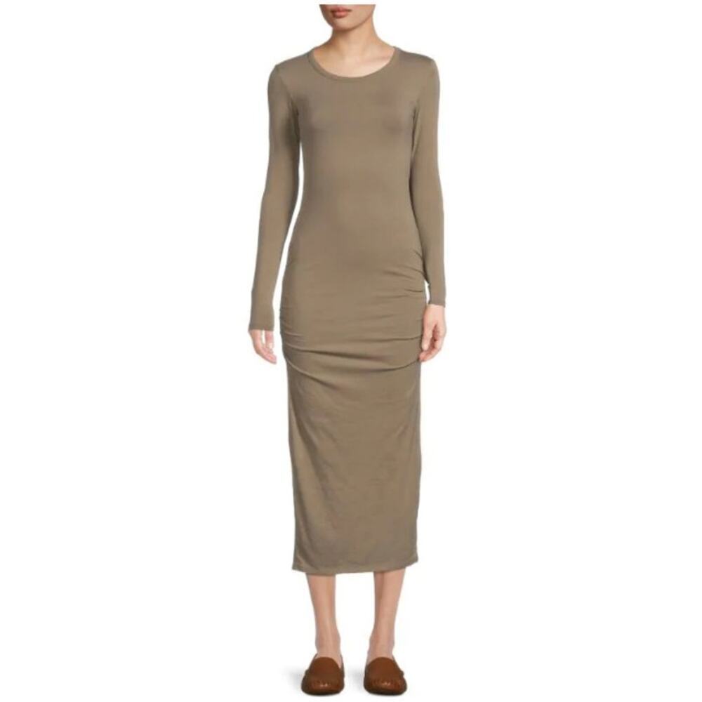 James Perse Long Sleeve Ruched Maxi Dress in Concrete Size 2 (Med)